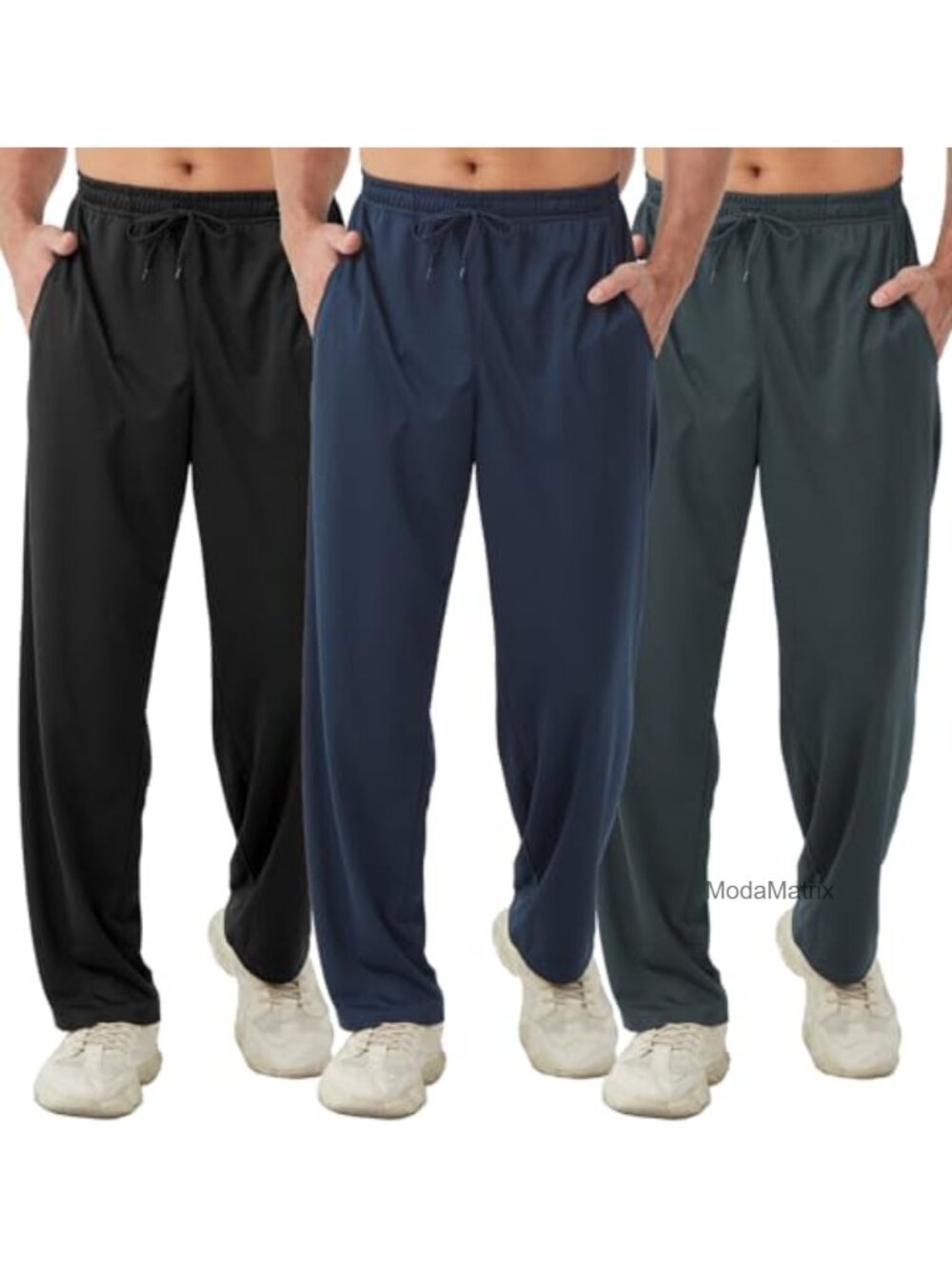 3 Pack Men's Lightweight Sweatpants with Pockets Open Bottom Athletic Pants for